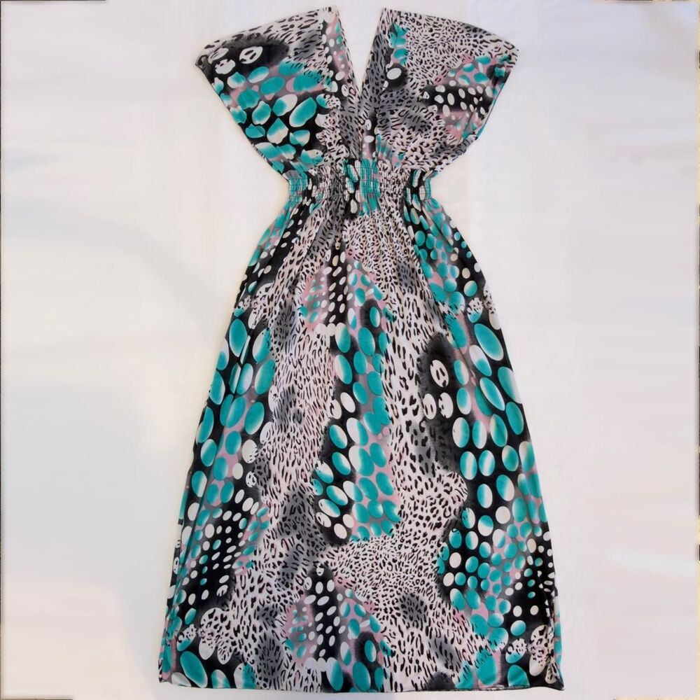 Y2K Abstract Animal Print Maxi Dress – Size XL